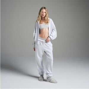 SKIMS Cotton Fleece Classic Zip Up Hoodie in Light Heather Grey